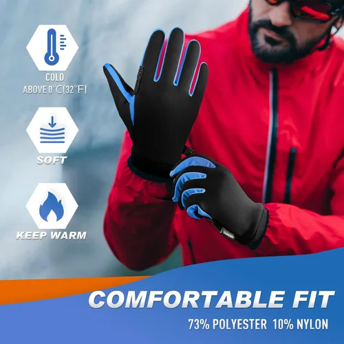 Vista 3 de Sukeen Guantes de invierno para hombre y mujer, guantes antideslizantes para pantalla táctil, guantes cálidos para correr, conducir, ciclismo