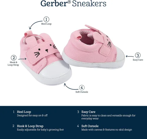 Vista 6 de Gerber Zapatillas unisex para bebé, zapatos de cuna para recién nacidos, niños pequeños, neutros, para niño y niña