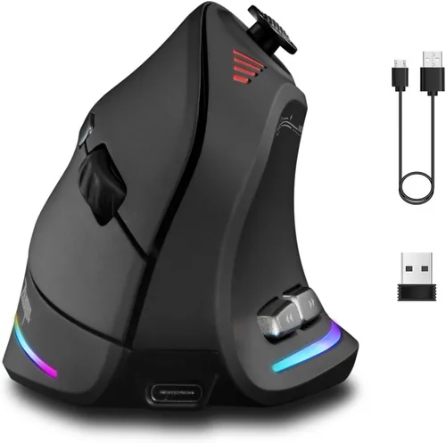 Vista 8 de Zeerkeer Ratón vertical ergonómico, mouse vertical con cable RGB para juegos con joystick, 10000 DPI máximo y 11 botones programables