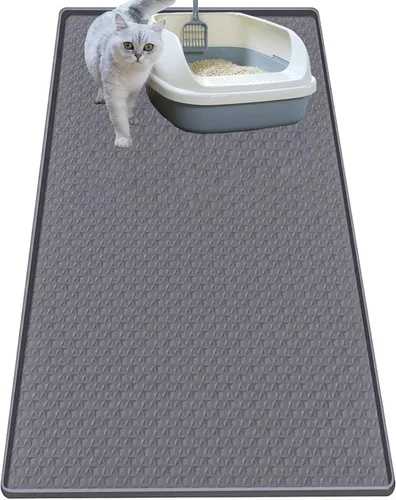 Vista 16 de Alfombra para Arena de Gatos, Alfombra de Silicona Grande para Caja de Arena - 28 x 22 pulgadas, Impermeable y Antideslizante, Duradero y Fácil