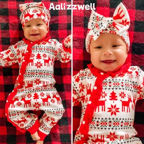 Vista 2 de Aalizzwell Newborn Baby Girls Christmas Romper