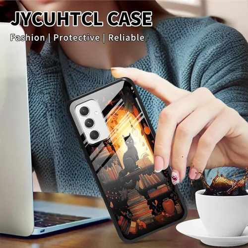 Vista 2 de Funda para Galaxy A14 con protector de pantalla + soporte de diseño de estanterías de gato, funda para teléfono para Samsung Galaxy A14, a prueba