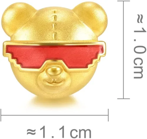 Vista 8 de CHOW SANG SANG 999 - Pulsera de oro macizo de 24 quilates con dije de oso para mujer, 93883C, Metal, no conocido