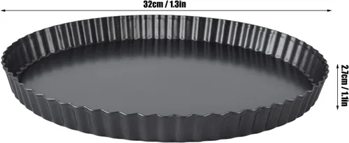 Vista 6 de Sartén para tartas, plato antiadherente de 13 pulgadas para hornear con parte inferior extraíble redonda antiadherente para quiche, lado acanalado