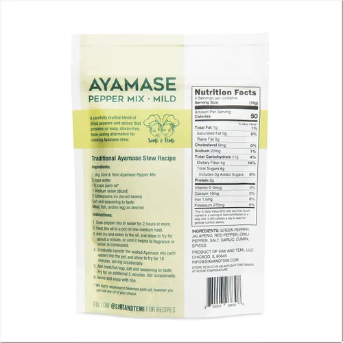 Vista 2 de Simi & Temi Mezcla de pimienta Ayamase Estofado nigeriano Sin conservantes Pimientos secos 2.75 oz Suave