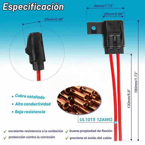 Vista 2 de Waterproof ATO/ATC Inline Blade Fuse Holder Kit -12AWG Heavy Duty Holder wiht 30A Protecting Circuits and Electrical Equipment
