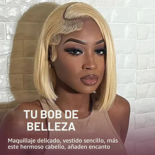 Vista 6 de Peluca de cabello humano rubio Bob de 13 x 4 con encaje frontal 613
