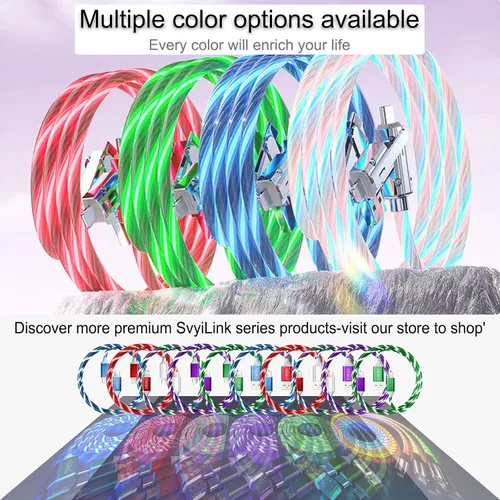 Vista 7 de Cable USB PD cargador rápido iluminado (USB 4 en 1 azul), soporta transferencia de datos, se puede utilizar como luz nocturna, longitud del cable