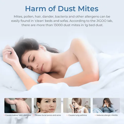 Vista 6 de JIGOO S300 PRO Aspiradora de colchón con UV y ultrasónico y calentamiento alto, aspiradora portátil potente antialergénica para cama, sofá