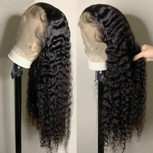 Vista 4 de Juvid Peluca de Encaje Frontal HD 13x6 Peluca de Cabello Humano Rizado Densidad 200% Encaje Frontal Transparente Peluca sin Pegamento Pre-Desplumada