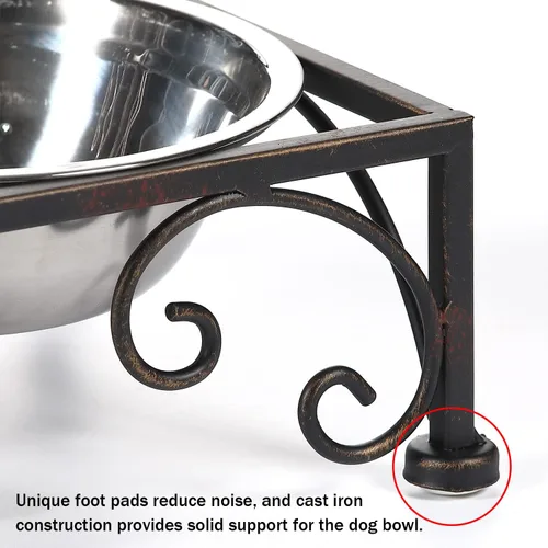 Vista 4 de Cuencos elevados para perros pequeños, cuenco elevado de metal para perros y gatos, con comedero doble de acero inoxidable para mascotas