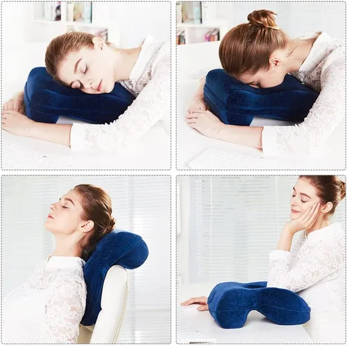 Vista 3 de WOWSEA Almohada suave con forma de dona, almohada ergonómica de algodón con memoria para dormir, almohada de siesta de escritorio de rebote lento