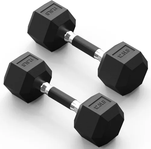 Vista 20 de Hex Dumbbell Set 2.5-100lb, Rubber Grip Dumbbells, Home Gym Complete & Durable Cast Iron Core Odorless Antiroll Hex Shape Ergonomic Versatile Home
