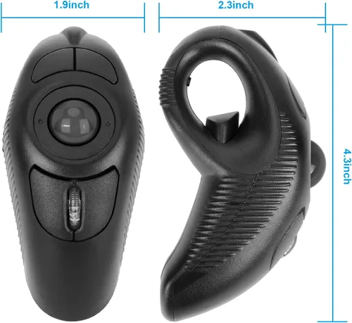 Vista 6 de welspo - Ratón inalámbrico USB de mano con puntero láser y bola de seguimiento (negro) Adecuado tanto para usuarios zurdos como diestros, interfaz