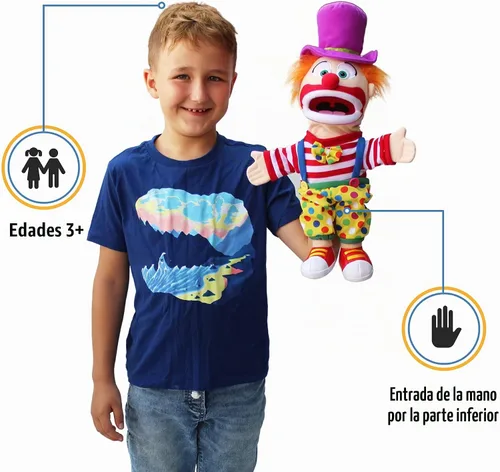 Vista 2 de Payaso de 14", marioneta de mano