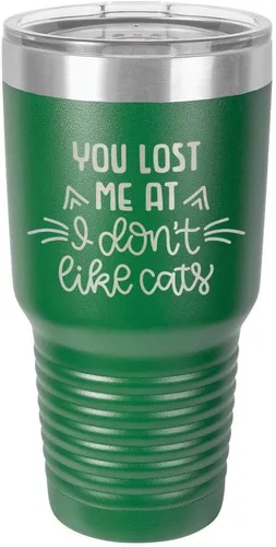 Vista 17 de You Lost Me at I DON'T LIKE CATS Vaso negro de 30 onzas con popote y tapa superior deslizante Taza de viaje de acero inoxidable Comparar