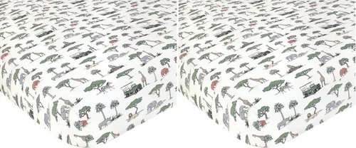 Vista 51 de Hudson Baby Sábana bajera ajustable unisex de algodón para cuna, avión, talla única