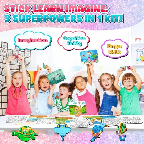 Vista 2 de sinceroduct Kit de arte de aluminio para niños, arte y manualidades para niños de 4 a 8 años, suministros de juguetes de viaje, calcomanías