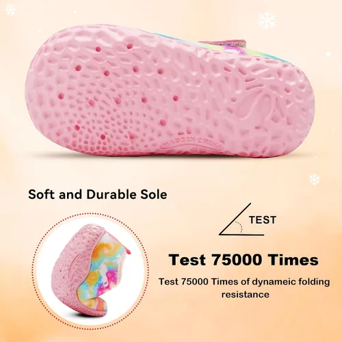 Vista 6 de JIASUQI Pantuflas mullidas para niños pequeños, zapatos cálidos para la casa para niños y niñas