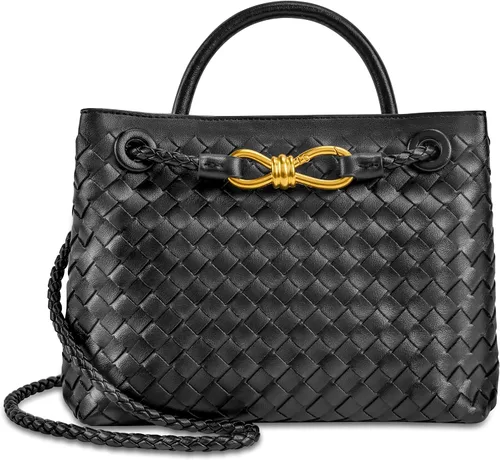 Vista 13 de Woven Tote Bag for Women Leather Shoulder Handbag Designer Top Handle Purses