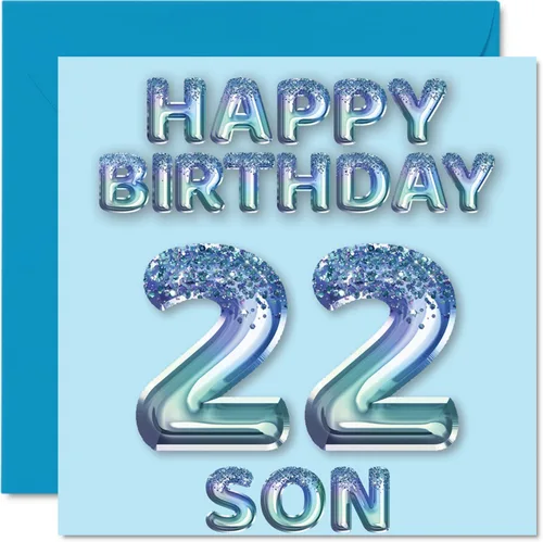 Vista 284 de Stuff4 Tarjeta de primer cumpleaños para niños, globo de fiesta con purpurina azul, tarjetas de feliz cumpleaños para niño de 1 año, nieto, hijo, 57