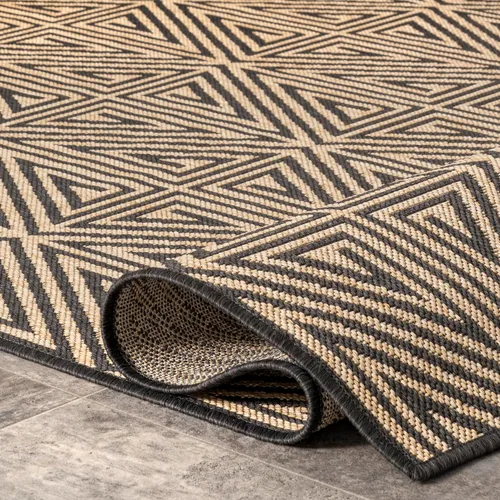 Vista 5 de nuLOOM Harvey - Alfombra abstracta de enrejado para interiores y exteriores, 4 x 6, carbón