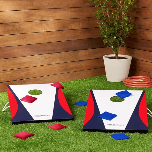 Vista 6 de Amazon Basics Juego Cornhole, azul/rojo