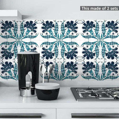 Vista 3 de Calcomanías autoadhesivas para azulejos de pared, calcomanías para azulejos de despegar y pegar, calcomanías impermeables para decoración de cocina