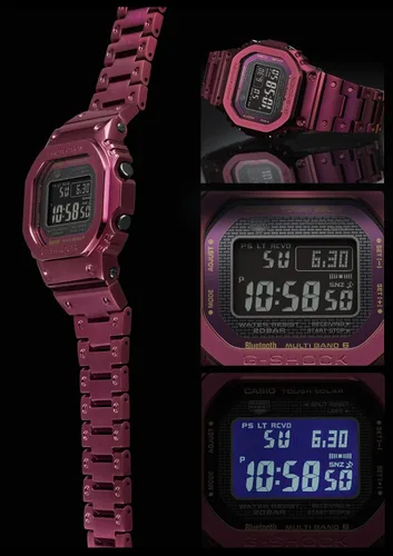 Vista 4 de Casio G-Shock GMW-B5000RD-4JF - Reloj solar rojo con radio conectada (productos originales nacionales de Japón), Rojo