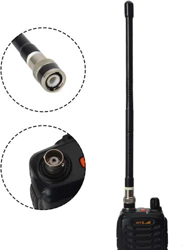 Vista 2 de UAYESOK Antena de radio Cb de mano 27 MHz BNC Antena de escáner de radio flexible látigo suave para Cobra Midland Uniden portátil de mano Cb Radio
