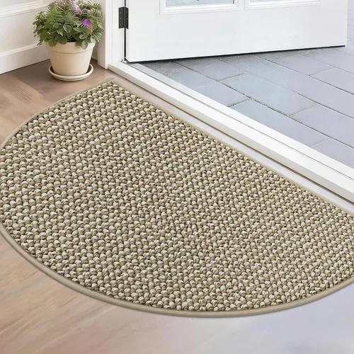 Vista 33 de BEQHAUSE Tapete Atrapa Suciedad para Puerta 17" x 30" Semicírculo Antideslizante Lavable Tapetes de Entrada Alfombras Absorbentes de Bienvenida