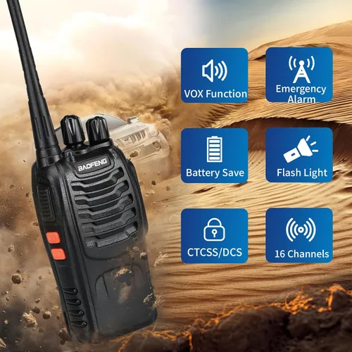Vista 3 de BAOFENG 888S walkie talkies para adultos, walkie talkies para adultos, radio profesional de 16 canales de mano (4 piezas) (morado oscuro)