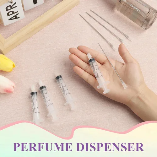 Vista 5 de Paquete de 4 unidades - Kit de decantador de extracto de jeringa de perfume de plástico de 5ml con punta de aguja de acero romo, adecuado