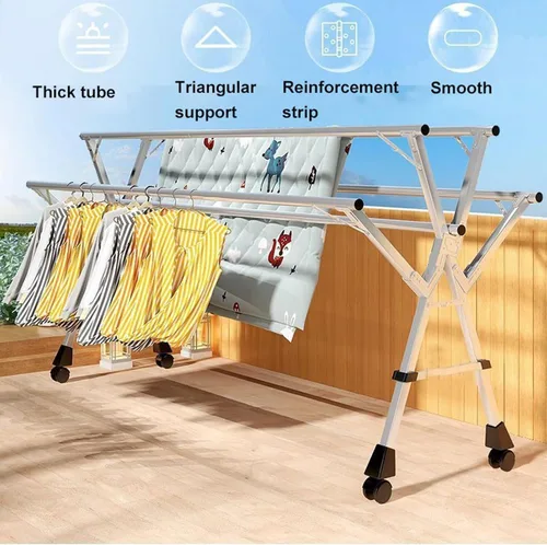 Vista 3 de Clothes Drying Rack, 63in Heavy Duty Stainless Steel Laundry Drying Rack Foldable for Outdoor Indoor Use, Retractable Portable Clothesline for