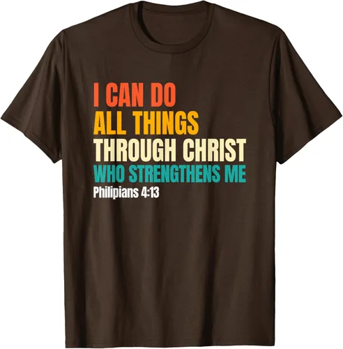 Vista 6 de I Can Do All Things Through Christ Christian Faith Camiseta, Negro, S