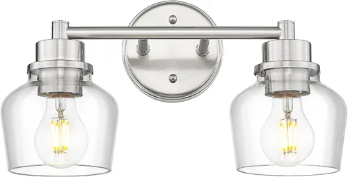 Vista 10 de Lámpara de tocador dorada Emak con pantalla de vidrio lechoso, accesorios modernos de iluminación de baño sobre espejo, 3 luces de tocador de baño