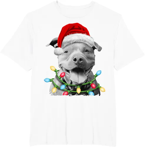 Vista 14 de Pit Bull Santa - Camiseta de perro con luces para árbol de Navidad para niños, Negro, S