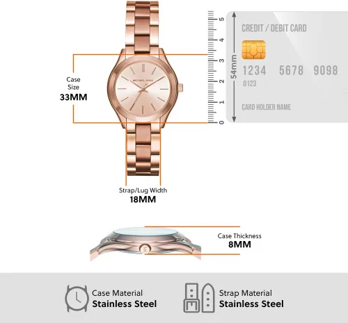 Vista 6 de Michael Kors Slim Runway - Reloj de pulsera de acero inoxidable para mujer