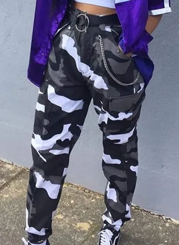 Vista 5 de Voghtic - Pantalones con diseño camuflado de cinturón cintura alta ajustados para mujer
