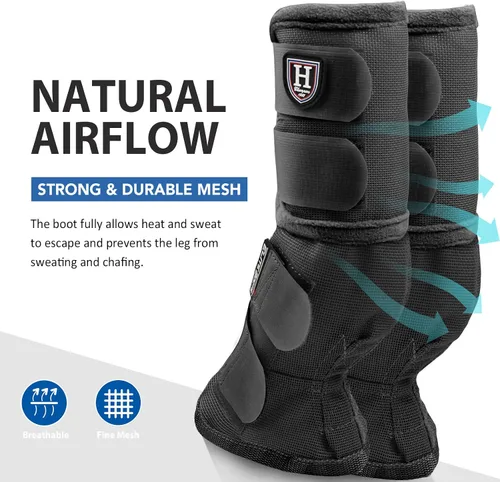 Vista 2 de Harrison Howard Botas para moscas de caballo, ajuste contorneado, protectores de piernas, botas de malla densa con ventilación cómoda y protección