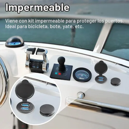 Vista 4 de Cable de extensión USB 3.0 de 2 puertos, montaje empotrado, adaptador de panel de tablero de instrumentos para automóvil, camión, barco