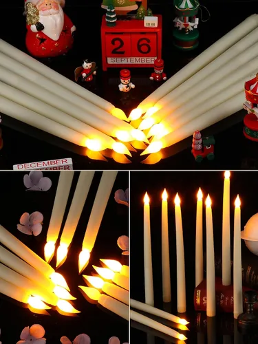 Vista 4 de Retisee 30 velas LED sin llama de 11 pulgadas, a granel, funciona con pilas, velas LED parpadeantes para decoración de San Valentín, cumpleaños