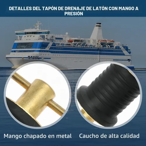 Vista 3 de 2 tapones de drenaje de barco con mango en T, tapones de goma a presión con mango de latón/acero inoxidable, accesorios de giro marino