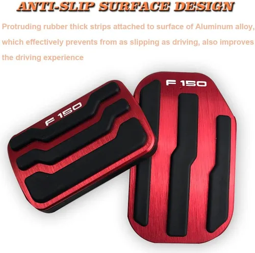 Vista 4 de BOYOUS 2 fundas antideslizantes de aluminio para pedal de freno y acelerador de gas para Ford F-150 2015 2016 2017 2018 2019 2020, no compatibles