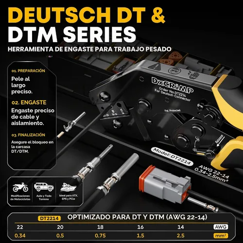 Vista 3 de Kit de herramienta de crimpado de conectores DxCRIMP Deutsch DT Series, conectores eléctricos impermeables para automóviles de 2/3/4/6 pines