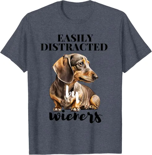 Vista 53 de Easy Distracted By Wieners Dachshund - Camiseta divertida para perro Weiner, Azul