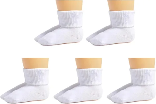Vista 7 de EPEIUS Calcetines de bautizo para bebés, niñas y niños, calcetines de bautismo con cruz, recién nacidos, niños pequeños