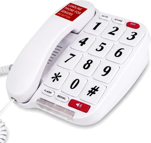 Vista 10 de Teléfono con cable Uvital para teléfonos fijos, teléfono fijo negro
