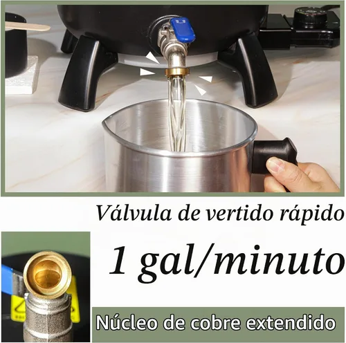 Vista 3 de Derretidor de cera para hacer velas, olla de fusión de cera de vela de 6 cuartos con boquilla para base de jabón de cera de soja, fácil de verter