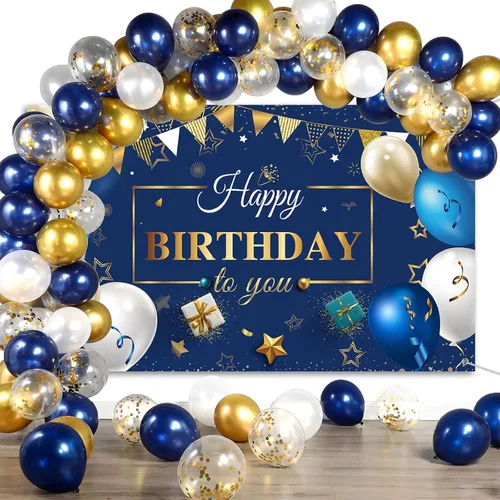 Vista 7 de Tatuo Kit de globos de confeti de cumpleaños de color verde salvia, paquete de pancartas de fondo de fotografía para niños, niñas, hombres
